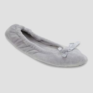 Womens Gray Ballet Slippers Dluxe by dearfoams